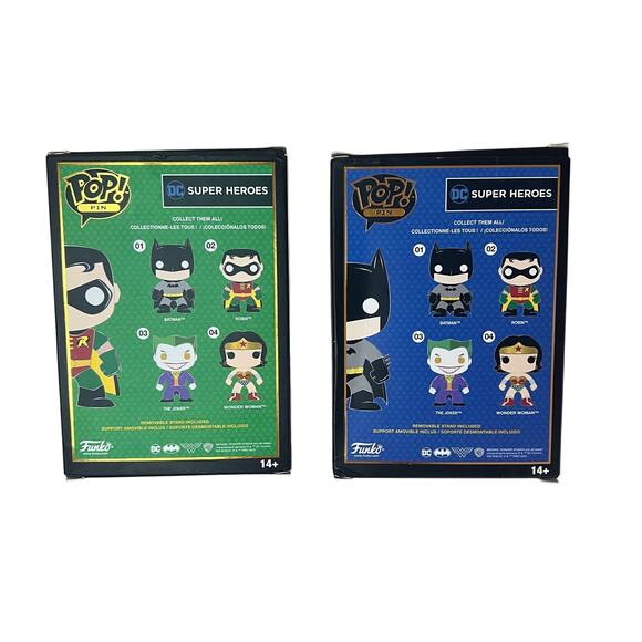 Funko POP! Pin DC Super Heroes Batman #01 & Robin #02 Enamel Pins New in Box - Picture 2 of 6